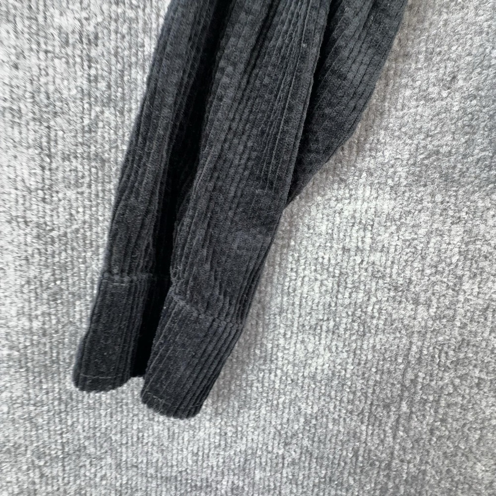 Forever 21 Shirt Womens Small Black Corduroy Button Front Cropped Pocket Top - Picture 2 of 10